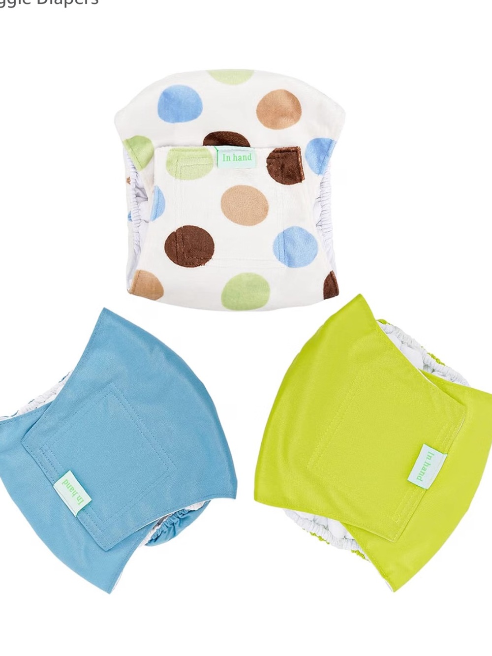 In-Hand washable doggy diapers -MALE size small.  NWOT-set of 3